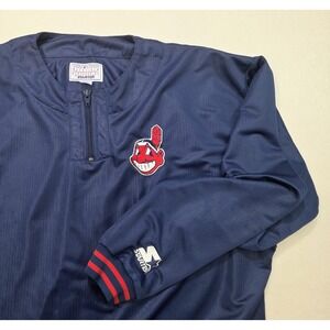 Cleveland Indians Starter Batting Jacket Jersey Mens M Chief Wahoo Pullover